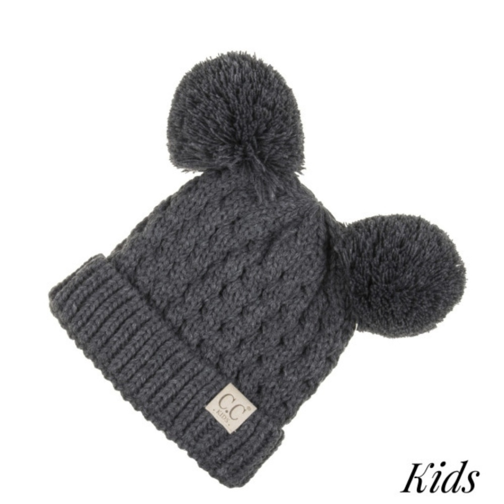 C.C. Beanies Double Pompom Kids Grey